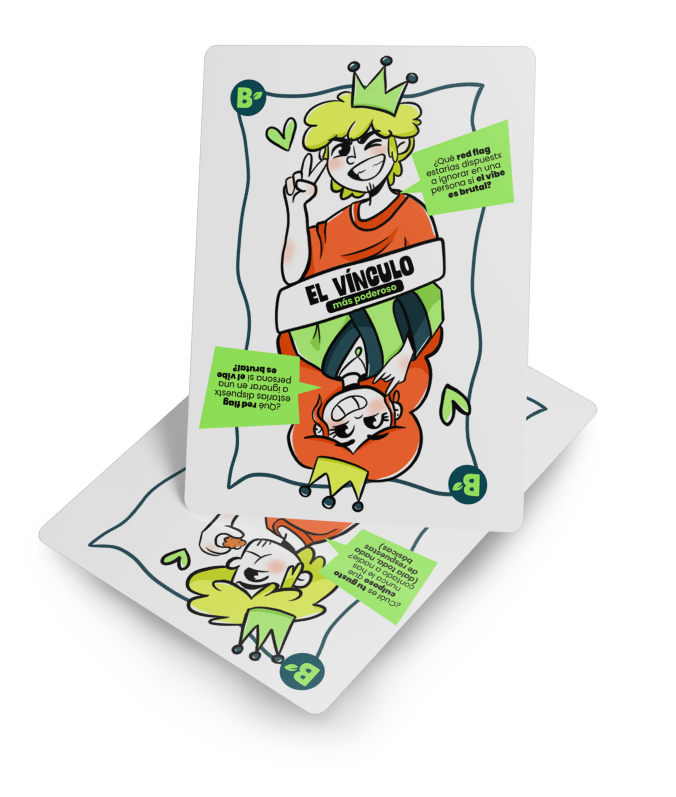Cartas del juego Lado B con personaje coronado